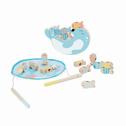 Classic World Angelspiel ab 2 Jahre | Fische Angeln Spiel (3in1) | Balancierspiel, Stapelspiel für Kinder | Montessori | Angelspiel Holz