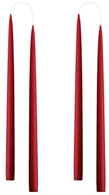 Kunstindustrien® Stabkerzen, Hergestellt in Dänemark, 42 Farben verfügbar, Tafelkerzen, Durchgefärbte Kerzen lange Brenndauer von 15 Stunden, Kerzen Set Geschenk, 4 Stück, 2,2 x 35 cm (Dunkelrot)