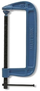 DAYTOOLS C-Schraubzwinge 8 (200 mm) | Robuste Stahlguss-Klemme mit präzisem Gewinde (Ø 15 mm) | Drehbarer Druckpilz (Ø 25 mm)| Spannweite: 8 (200 mm) | Knebellänge: 209 mm | Gesamtlänge: 325 mm