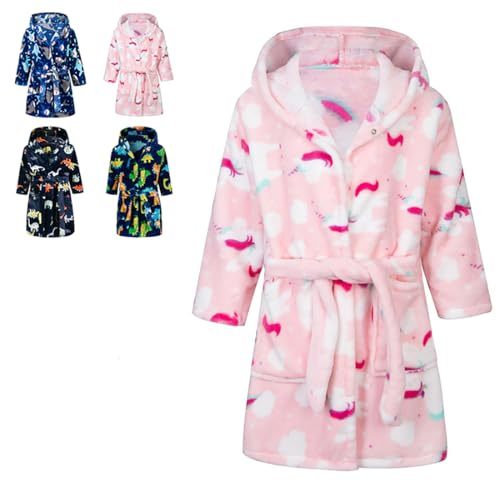 CROOUTN Peignoirs de Bain Enfant Vêtements de Nuit Garçon Fille Peignoir Ultra Doux et Léger Serviette de Bain Capuche 2-9 Ans