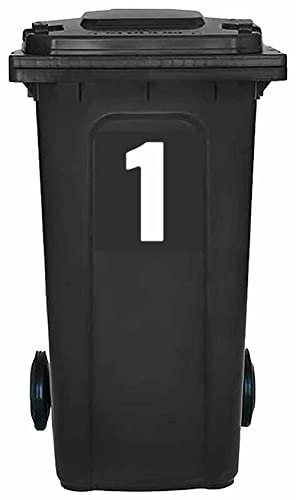 Pack of 4 Plain White bin Numbers for Wheelie Bins 1 (17 cm) Viny Labels Packwith® #PBN10-1