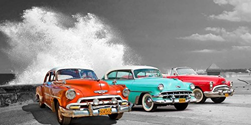 Feeling at home KUNSTDRUCK auf MATTE PAPIER 220gr Autos in Avenida de Maceo-Havana- Kuba Pangea Images - Fotografie horizontal Poster Autos in Avenida de Maceo-Hava Bild auf Pa cm_67_X_134