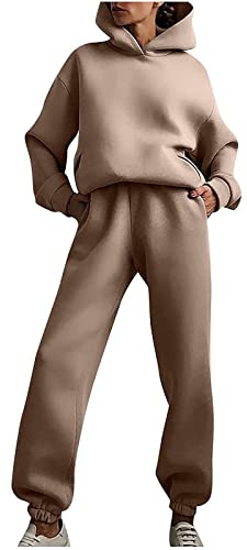 Women's Tracksuit Casual Long Sleeve Solid Hooded Sport Set Autumn Warm Hoodie Sweatshirts and Long Chandals Mujer