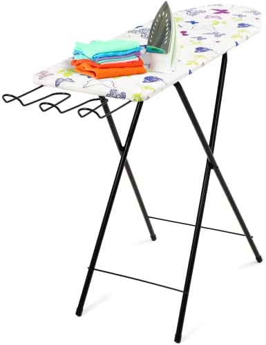KADAX Table à Repasser Pliable 100.5 x 30 cm cm, Planche à Repasser en Acier avec Hauteur Réglable, Support Intégré pour Fer et Pieds Antidérapants (Papillons)