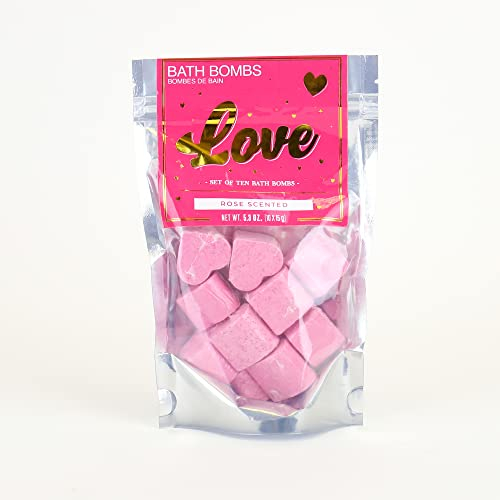 Gift Republic - 10 Liebes Badebomben | Rosen Bade-Herzchen für die Badewanne | Bubble pearls in Rosen Duft | Bubble bathtub pearls | Geschenk an Weihnachten, Geburtstag, Valentinstag, Ostern