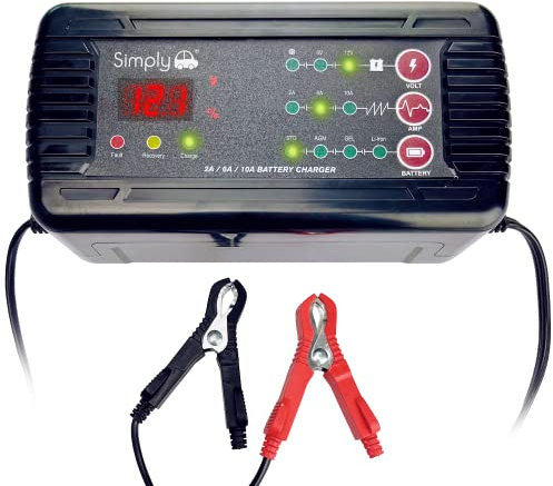 Simply BTC-4010 2/6/10Amp 6/12V Portable Battery Charger - 200AH