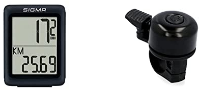 Sigma Bc 5.0 Wr Fahrradcomputer Schwarz Einheitsgröße & Fischer Mini Fahrradglocke, schwarz, One Size