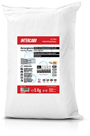 Detergente en polvo para lavadora 5 kg – con oxígeno activo y enzimas – fórmula atomizada para ropa blanca y de color – detergente ropa doméstico o profesional – jabon para ropa - ULTRA INTERCABO