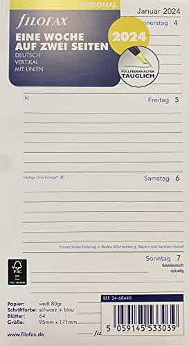 Haase-online Filofax Personal Woche auf zwei Seiten 2024