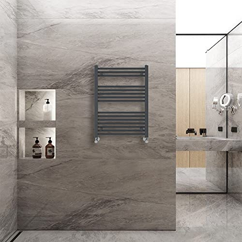 Warmehaus Porte-serviettes droit pour salle de bain et cuisine Gris anthracite 800 x 600 mm
