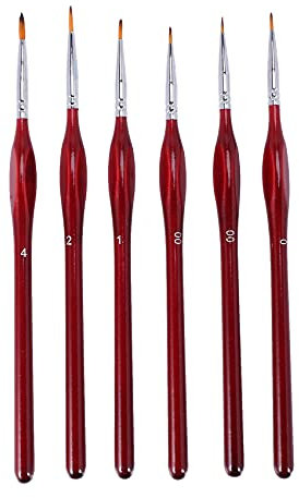 Fanao 6 Pieces Pinceaux Fins - Ensemble de Pinceau de Peinture au Detail - pour Acrylique, Aquarelle,