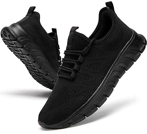 Zapatillas deportivas para mujer, sin cordones, para caminar, correr, gimnasio, cómodas, ligeras, informales, transpirables, deportivas, A negro, 38.5 EU