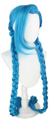 ilbcavne Blaue Lange Zopf-Cosplay-PerüCke FüR Damen Cosplay PerüCke Halloween Party KostüM PerüCke Haar PerüCken KostüM Party