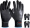 KAYGO guantes de trabajo impermeables paresa hombres y mujeres, recubrimiento de látex doble, súper agarre antideslizante, paresa jardinería, lavado de coches, pesca (Negro, M, talla 8, 3 pares)