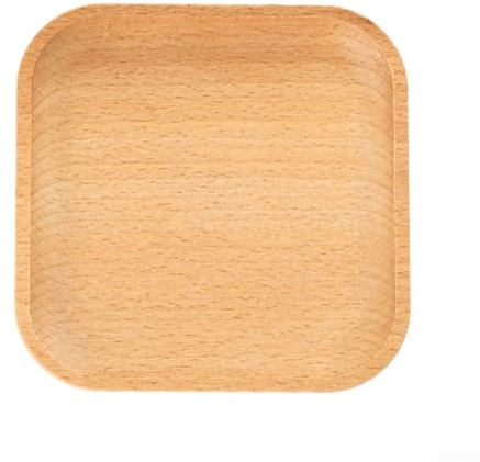 Bandeja de madera maciza de haya, plato de postre de madera para aperitivos, frutas y cubiertos (cuadrada, 13 x 13 cm)
