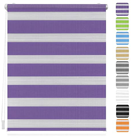 Doppelrollo 50 x 220 cm, lichtdurchlässiges und verdunkelndes Fensterrollo, Sichtschutzrollo für Fenster und Türen, violett