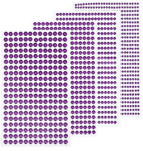 sourcing map 1792 Pcs 4 Sheets Deep Purple Rhinestone Stickers 3/4/5/6 mm Self Adhesive Rhinestones Gems for DIY Decoration Craft Face Eye Nails Hair Make Up