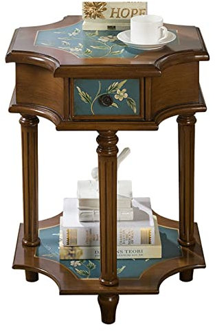 Moderne Sofatische Vintage-Nachttisch, Beistelltisch aus Holz, antiker Shabby-Chic-Beistelltisch, kleiner Nachttisch, Akzenttisch mit Schublade und offenem Ablagefach for Wohnzimmer, Schlafzimmer Wohn
