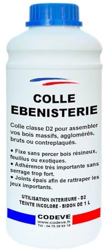 Colle Bois Extra Forte - Codeve Bois - 1 L - Intérieur - Pour Le Collage De Votre Bois Massif, Brut, Stratifié, Aggloméré Ou Contreplaqué.