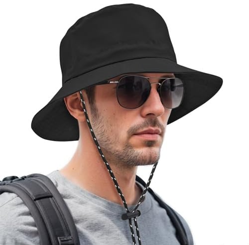 PONCEAU Waterproof Hats Bucket Hat for Men Unisex Summer Sun hat for Men Women Multi-Weather Outdoor Foldable Wide Brim hat for Safari Fishing Hiking Boonie