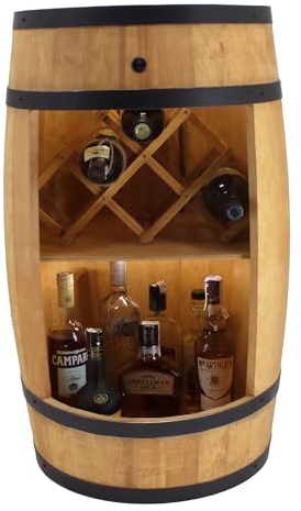 CREATIVE COOPER Baril avec support à vin - Casier à vin LED - Tonneau en bois - 80 x 50 cm - Décoration rustique - Armoire à vin - Marron clair, 2_PD_LED_#_