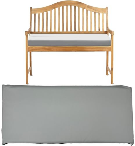 Brillars Garden Bench Cushion Two Seater Water-Resistant Seat Pad Outdoor/Indoor for Patio Swing Furniture Kitchen or Dining Thick Foam Padded Cushions Only 108cm Wide (Silver)