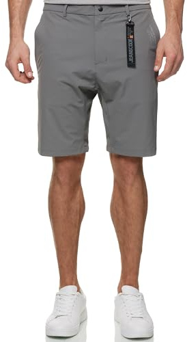 Indicode Herren INGareth Stretch Chino-Shorts mit Tunnelzug und 3 Taschen | Kurze Hose für Männer Pewter, L