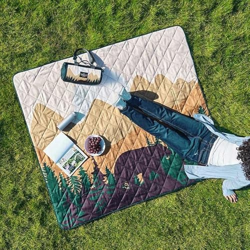 Weatherproof Vintage Outdoor-Decke – 152,4 x 182,9 cm, tragbar und faltbar, sanddicht, wasserdicht, Picknick- und Campingdecke mit Tragegurt (Bär)