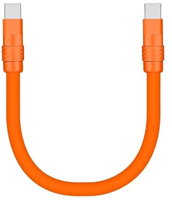 Cute Chubby - Power Bank Friendly 240W USB C Cable Short Fast Charging Cable Compatible with iPhone 15/16 Series, Samsung Galaxy, Orange+Orange, Type-C to Type-C, 20 inch