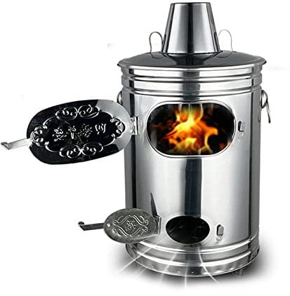 ZJGFCB Stainless Steel Burn Barrel, Incinerator Cage with Chimney, Garden Burn Incinerator Bin with Fire Hook for Paper Leaf Trash Backyard Bonfire