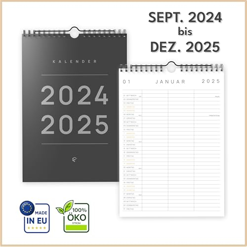 UNITURE® Planer für Zwei - Wandkalender 2025 - Paarkalender [mit 3 Spalten] Familienkalender 2025, Kalender 2025 Wandkalender, Wandkalender 2025, Jahreskalender im praktischen DIN A4 Format
