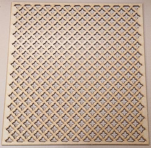 Wooden mesh Decorative Panel, Wall partition, Radiator Cover Grille, Cut-Outs, Kitchen Furniture, Laser Cut in 3mm Thick MDF (Size 1200mm x 620mm) Cross Pattern KZ2. Made in The UK. (Unprimed)
