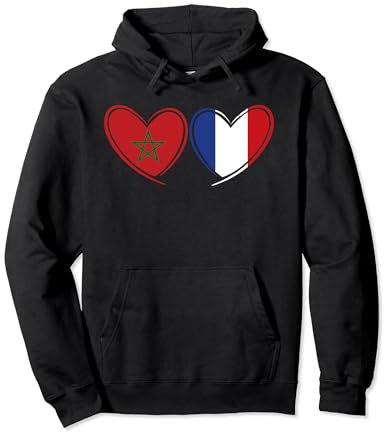 Maroc France Coeur Drapeau Patriotique Marocain Français Sweat à Capuche