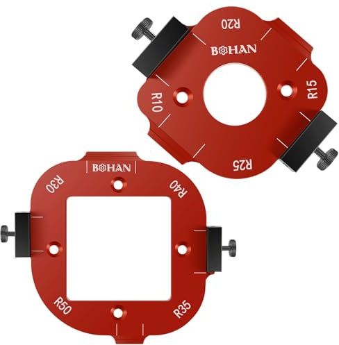 2 plantillas de fresado 4 en 1 de radio de esquina R10-R50 Radius Jig Router Plantillas de aluminio Radius Jig Router Plantillas Corner Radius Routing Templates Plantillas de fresado para mesas,