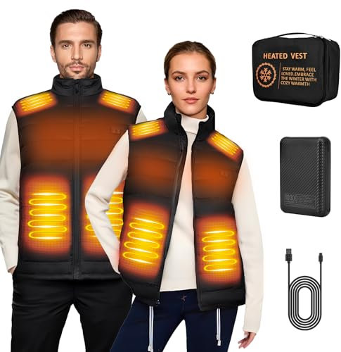 Elrhf Beheizbare Weste,Heizjacke mit Powerbank,Intelligente Duale Steuerung Heizweste,Wärmeweste Outdoor-Winterjacke (DE/NL/SE/PL, Alphanumerisch, L, XL, Regular, Regular, Einstellbar)