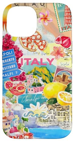 Hülle für iPhone 14 Italienischer Sommer Collage Trendy Amalfi Küste Reise Kunst