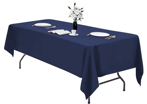 IVAPUPU Tischdecke für rechteckige Tische, 178 x 300 cm, wasserdicht, waschbar, knitterfrei, Tischdecke für 180 x 300 cm, Marineblau, für Hochzeiten, Cocktailpartys