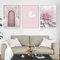 RDRDtbtr Dahlia rose mosquée islamique Mihrab HD Toile tableau peinture affiche scandinave minimaliste Murale Art Tableaux salon Decoration à la maison 50x70 cm x 3 sans cadre