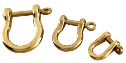 HEXHUASR Karabiner aus massivem Messing mit D-Schleife, Schäkel, Schlüsselanhänger, Schlüsselanhänger, Haken, Schraubverbindung, Verbindungsschnalle(10mm)