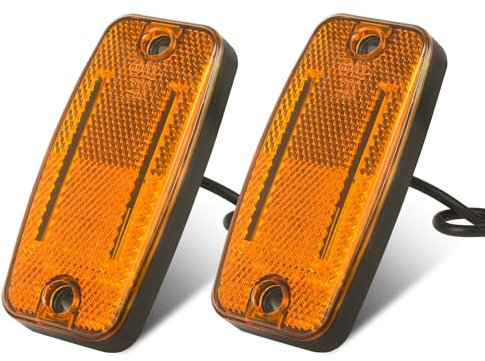 AOHEWEI 2 x Gelbe LED-Seitenmarkierungsleuchten für Anhänger, 12V/24V LKW-Frontpositions- und Seitenblinkleuchten mit Reflektor für Wohnmobile, Transporter, Boote, LKW, Wohnwagen und Caravans