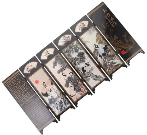 CHILDWEET Desktop Mini Faltbarer Bildschirm Chinesischer Stil Holz Paneel Trennwand Dekoratives Kunstwerk Für Tischplatte Traditionelle Lackierung Für Innenräume Und Feng Shui