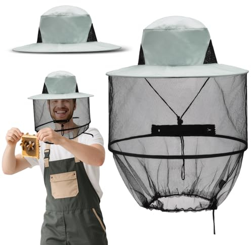YUWJOOWEE Imkerhut mit Schleier, Imker Haube, Grau Hut Mit Moskitonetz,