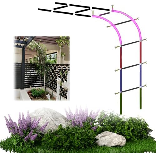 GUOGLZ Treillis De Jardin Demi-Arche, Support pour Plantes en Acier Inoxydable, Metal Arceau À Rosiers, avec Base, Facile À Installer, Intempéries(220 * 240cm (7.2 * 7.9ft))