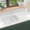 Snsowed Fregadero de Cocina con Dos Senos de Granito Blanco, Mueble Pila Lavadero, Pila Fregadero Cocina, Fregadero sobre Encimera, Fregadero Baño Encimera, Picas De Cocina