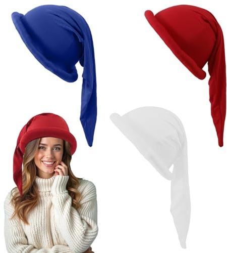 AUNGCSHE 3 Stück Zwerg Gnom Hut, Erwachsene Zipfelmütze Zwerg, 3 Farben Zwergenmütze, Weihnachtsmütze, Elfenmütze Unisex Geeignet für Karneval, Weihnachten, Partyzubehör, Rollenspiele