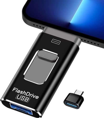 USB Stick 256 GB für iPhone, No APP Needed, 4 in 1MFi-zertifizierter USB Speicherstick für Phone/Pad,USB 3.0 Memory Stick High-Speed Flash Laufwerk, Keine App-Installation erforderlich