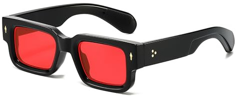 JCTAIFOO Retro Dicke Rechteckige Sonnenbrille für Damen Herren, Vintage Quadratische Chunky Brille