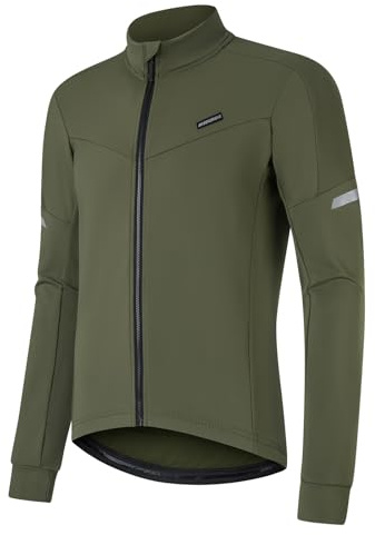 BERGRISAR Men's Thermal Fleece Cycling Jersey Long Sleeve Cold Weather Bike Tops