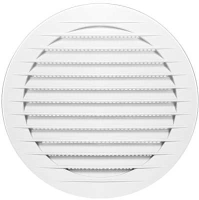MIRATIC Grille d'Aération Murale Ronde avec Moustiquaire Intégrée Grille Ventilation VMC Double Flux en ABS Sortie d'Air Anti-Insectes pour Intérieur & Extérieur Blanc (Ø100mm)