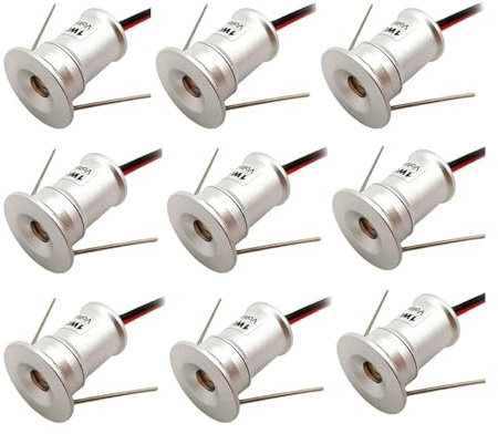 LGJEGD Mini-Einbaustrahler, 12 V DC, LED, dimmbar, for Schrankbeleuchtung, 9er-Pack (Warm white 3000K,120 degrees)